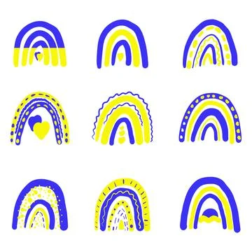 A set of boho rainbows  of Ukraine. Stock Illustration