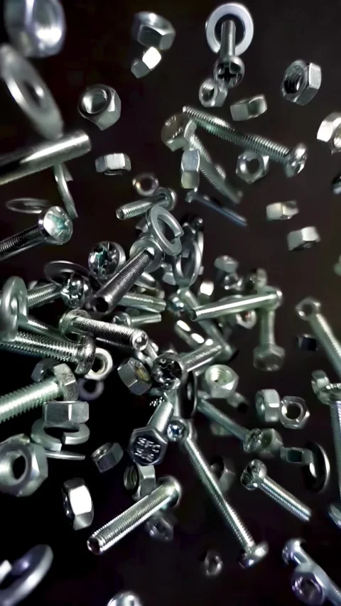 Set of bolts, nuts, metal fasteners 動画素材 277635883
