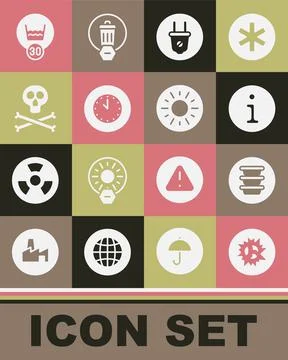Set Bomb explosion, Bowl, Information, Electric plug, Clock, Bones and skull  Stock Illustration