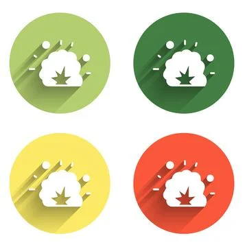 Set Bomb explosion with shrapnel and fireball icon isolated with long shado.. Stock Illustration
