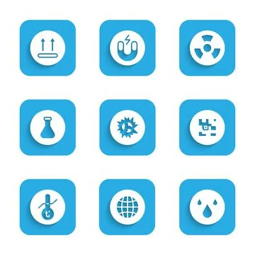 Set Bomb explosion, Social network, Water drop, QR code, Meteorology thermometer 库存插图