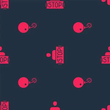Set Bomb ready to explode and Stop war on seamless pattern. Vector Illustrazione stock