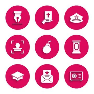 Set Bomb ready to explode, The arrest warrant, Safe, Stage stand or debate Illustrazione stock