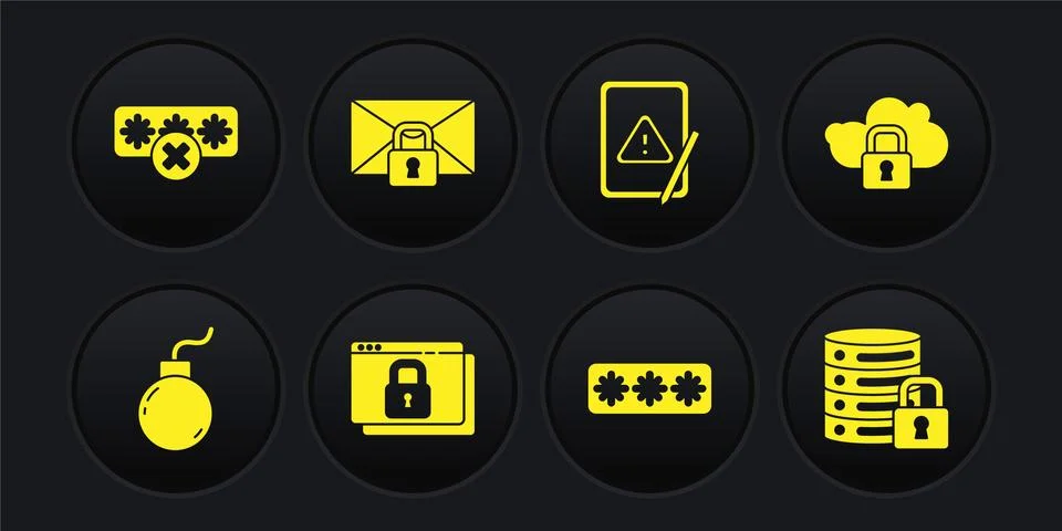 Set Bomb ready to explode, Cloud computing lock, Secure your site with HTTPS Иллюстрация