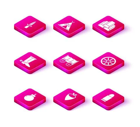 Set Bomb ready to explode, Cowboy bandana, boot, Wild west covered wagon, Bullet Illustrazione stock