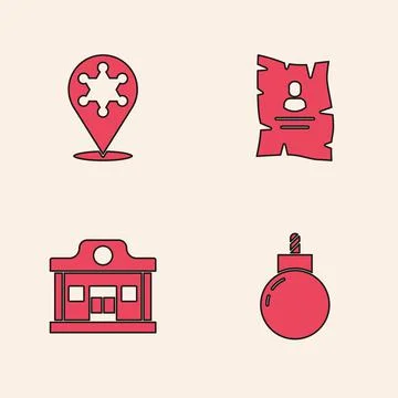 Set Bomb ready to explode, Hexagram sheriff, Wanted western poster and Wild Stockillustratie