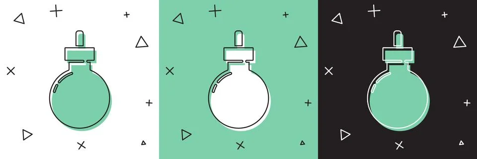 Set Bomb ready to explode icon isolated on white and green, black background Stock Illustration