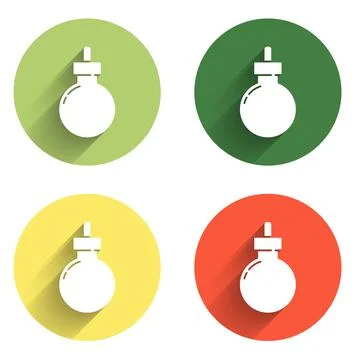 Set Bomb ready to explode icon isolated with long shadow background. Happy .. 스톡 일러스트