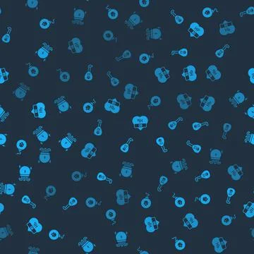 Set Bomb ready to explode, Lute, Video game bar and Magic ball on seamless Stock Illustration