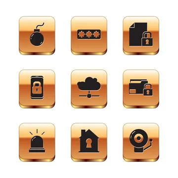 Set Bomb ready to explode, Motion sensor, House under protection, Network cloud Stockillustratie