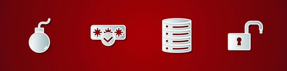 Set Bomb ready to explode, Password protection, Server, Data, Web Hosting and Stock Illustration