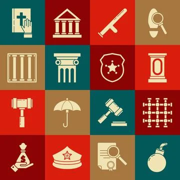 Set Bomb ready to explode, Prison window, Stage stand or debate podium rostrum Illustrazione stock