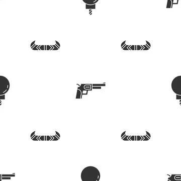 Set Bomb ready to explode, Revolver gun and Kayak or canoe and paddle on Illustrazione stock