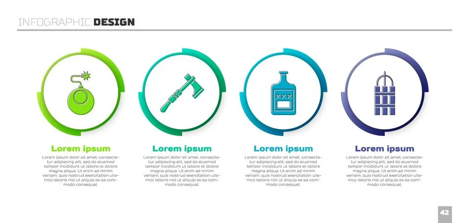 Set Bomb ready to explode, Tomahawk axe, Whiskey bottle and Detonate dynamite Stockillustratie