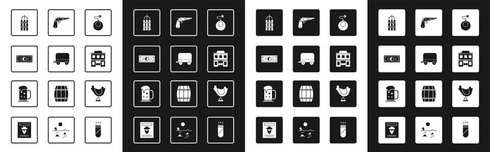 Set Bomb ready to explode, Wild west covered wagon, Stacks paper money cash イラスト素材