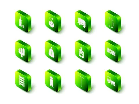 Set Bomb ready to explode, Wild west covered wagon, Bow and arrow in quiver イラスト素材