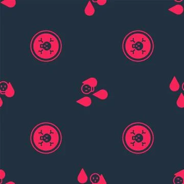 Set Bones and skull and Acid rain on seamless pattern. Vector Stock Illustration