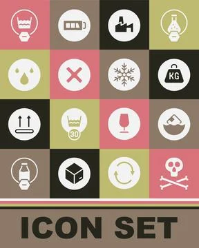 Set Bones and skull warning, Carton cardboard box, Weight, Factory production, X Ilustración de archivo