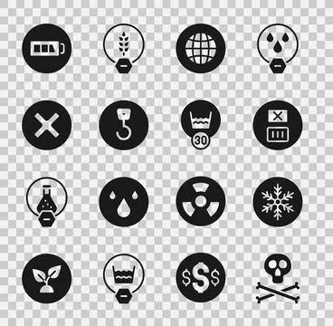 Set Bones and skull warning, Snowflake, Temperature wash, Social network, I.. Stock Illustration