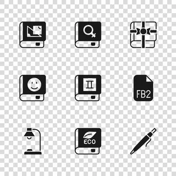 Set Book about ecology, FB2 File, Pen, as gift, geometry, women and  icon. .. Stock Illustration