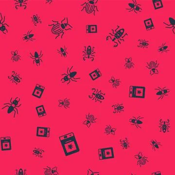 Set Book about insect, Chafer beetle, Ant and Beetle deer on seamless pattern Stock Illustration