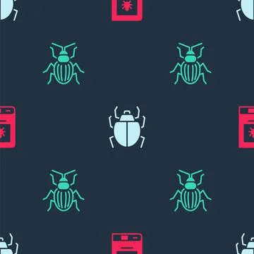 Set Book about insect, Mite and Chafer beetle on seamless pattern. Vector 스톡 일러스트