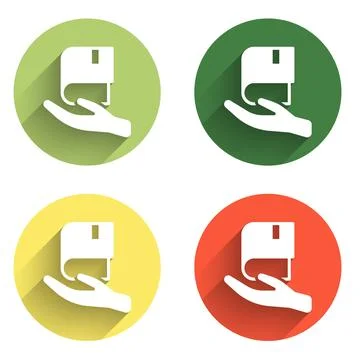 Set Book donation icon isolated with long shadow background. Color circle b.. イラスト素材