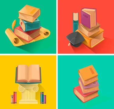Set of book in flat design Stock Illustration