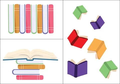 Set of book icons in flat design style. Stock Illustration