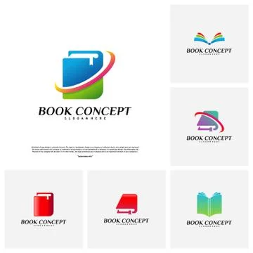 Set of Book Logo concept. Smart Learning Education Logo Design Template Vecto Stock Illustration