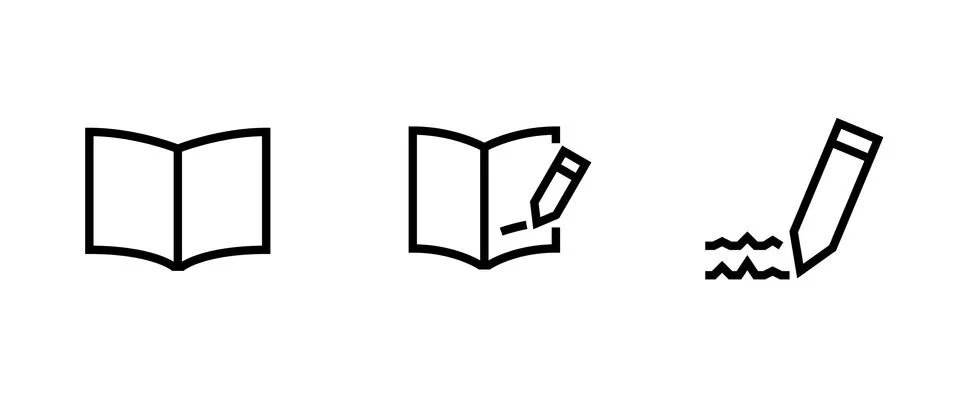 Set book or workbook icon. Editable Vector Outline. 스톡 일러스트