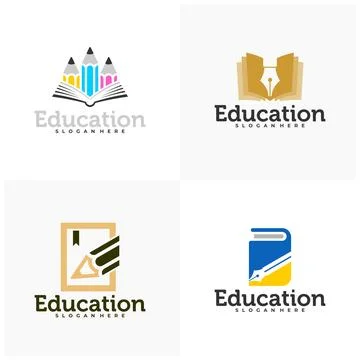 Set of Book Pencil logo vector template, Creative Pencil design concepts il.. Illustrazione stock