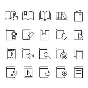 Set of Book Related Vector Line Icons. Stock Illustration