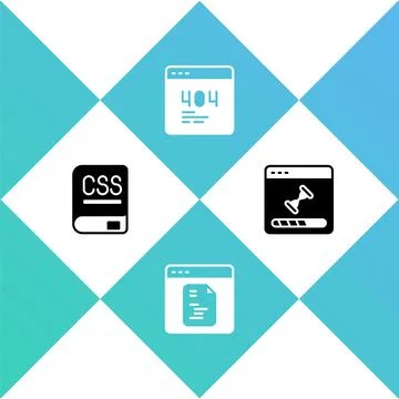 Set Books about programming, Software, Page with 404 error and Loading data Stock Illustration