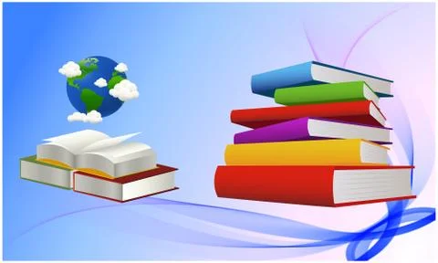 Set of books on abstract background Illustrazione stock
