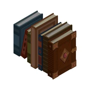 Set of books or tutorials. Isometric flat vector Illustrazione stock