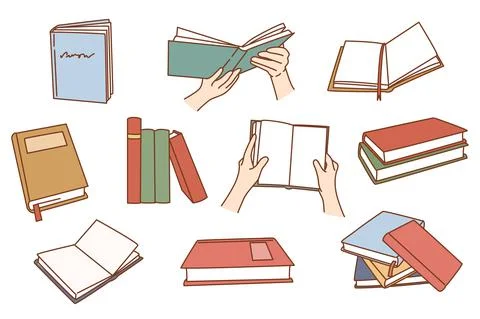 Set of books for studying or self-education Stock Illustration