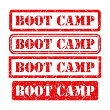Set of Boot camp stamp symbol, label sticker sign button, text banner vector Stock Illustration