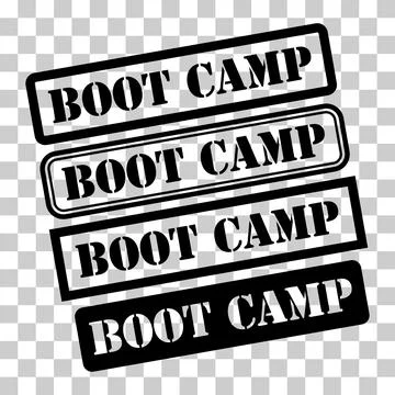 Set of Boot camp stamp symbol, label sticker sign button, text banner vector Stock Illustration