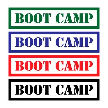 Set of Boot camp stamp symbol, label sticker sign button, text banner vector Stock-Illustration