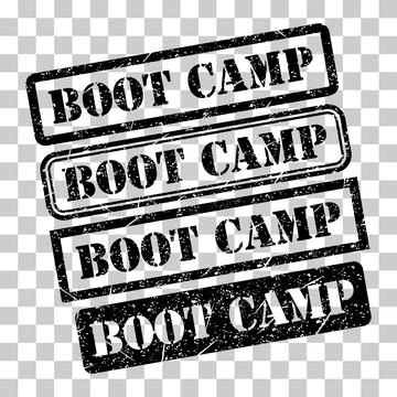 Set of Boot camp stamp symbol, label sticker sign button, text banner vector Stock Illustration