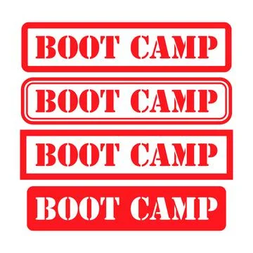 Set of Boot camp stamp symbol, label sticker sign button, text banner vector Stock Illustration