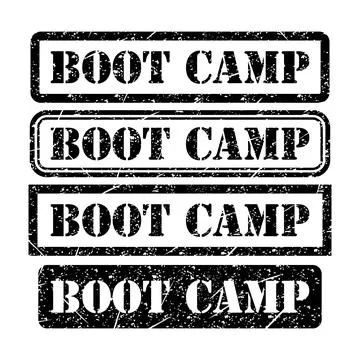 Set of Boot camp stamp symbol, label sticker sign button, text banner vector Stock Illustration
