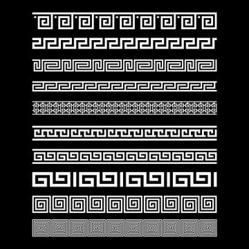Set of border decoration elements seamless patterns in Greece style. Vector.. Stock Illustration
