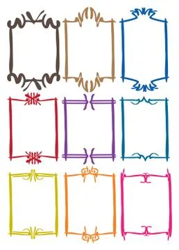 Set of border designs for decorative frames Illustrazione stock
