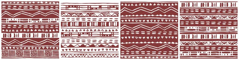 Set of border hand drawn seamless patterns, backgrounds with abstract element Stock Illustration