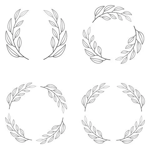 Set of borders photo frame circle Laurel wreath. Decorative elements vector Stock Illustration