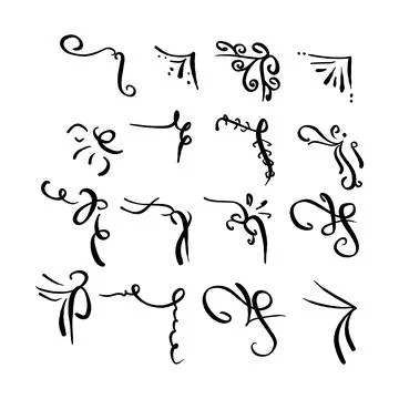 Set of borders vector illustration sketch hand drawn with black lines isolate Stock Illustration