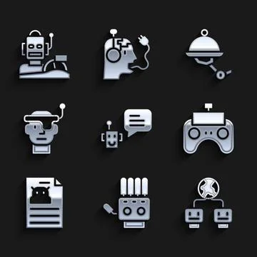 Set Bot, Mechanical robot hand, Artificial intelligence, Remote control Stock Illustration