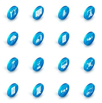 Set Bot, Robot, Assembly line, Internet of things, Antenna, Industrial mach.. 库存插图